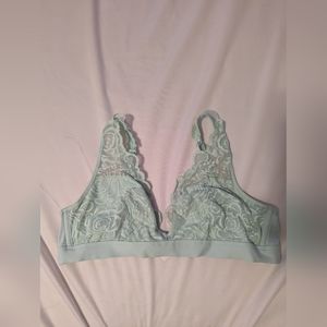 Mint green pink lace plunge bralette